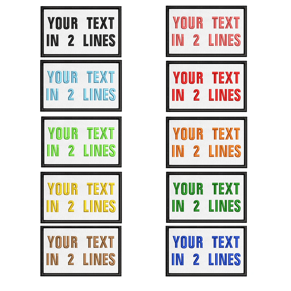 

8X5cm White background Embroidery Custom Name Text Patch Stripes badge Iron On Or Sew On Or Velcro Backing Patches
