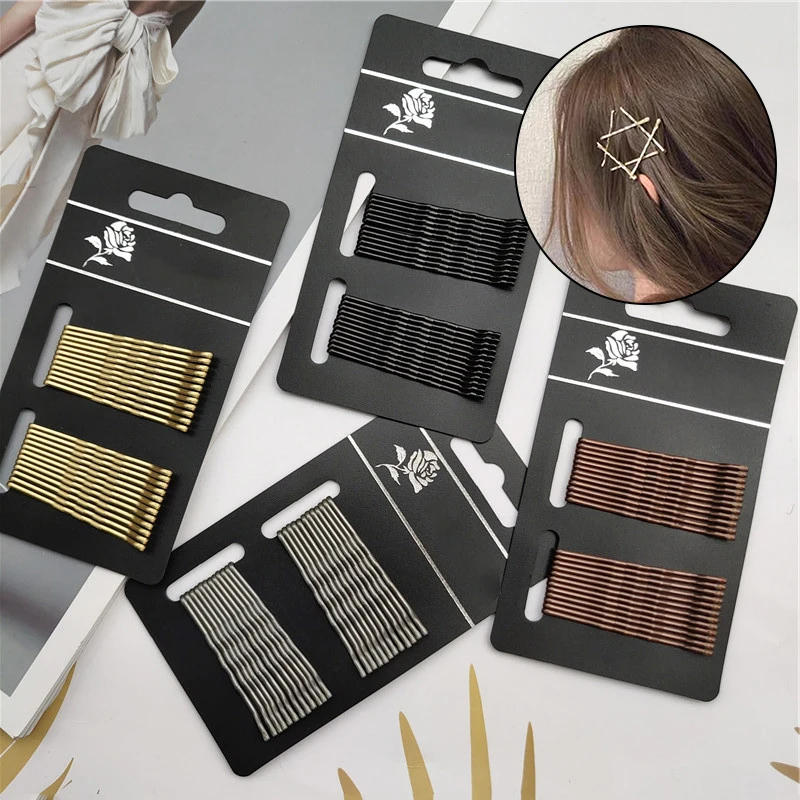 

24pcs Black Hairpins For Women Hair Clip Lady Bobby Pins Invisible Wave Hairgrip Metal Hairclip Side Wire Word Folder