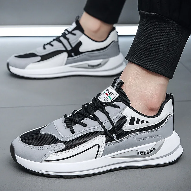 Men's mesh Sneakers 2022 Summer Lightweight Breathable Refreshing Sports Shoes Thick-soled Height-Enhancing walking Daddy Shoes