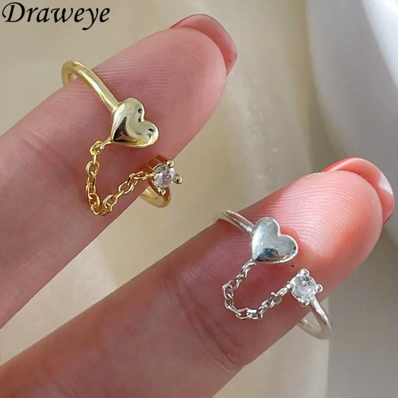 

Draweye Chains Tassels Rings for Women Gols Silver Color Metal Jewelry Y2k Index Finger Vintage Anillos Mujer Cuff Rings