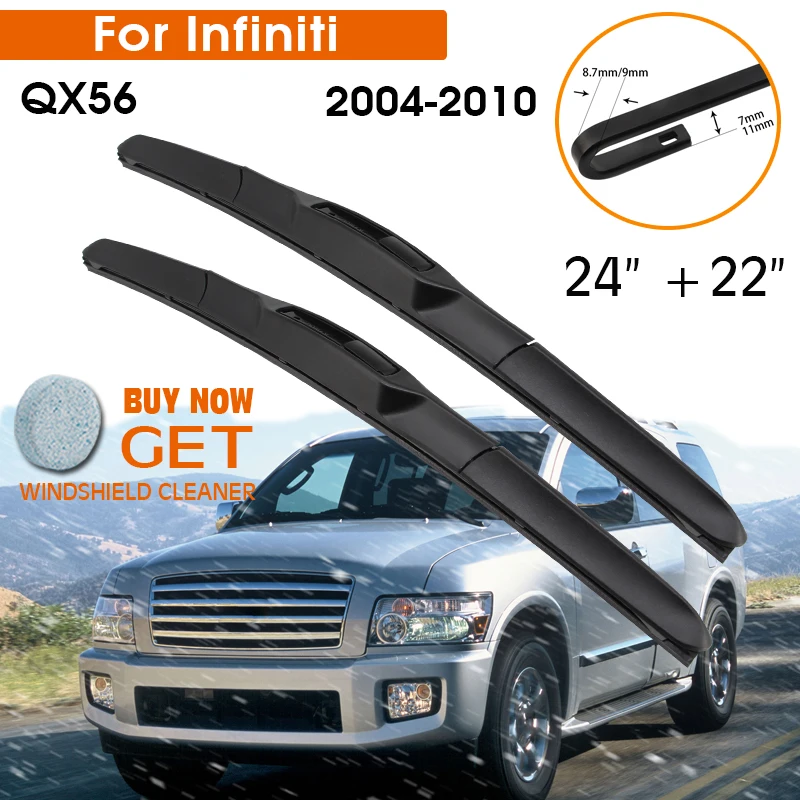 

Car Wiper Blade For Infiniti QX56 2004-2010 Windshield Rubber Silicon Refill Front Window Wiper 24"+22" LHD RHD Auto Accessories