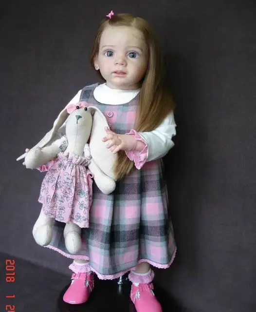 

FBBD 60cm Already Finished Reborn Baby Fritzi With Hand-Rooted Long Hair As Picture Artist Painted Real Reborn Dolls For Girl