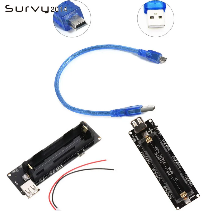 

ESP32 ESP32S For Wemos For Raspberry Pi 18650 Battery Charge Shield Board V3 Micro USB Port Type-A USB 0.5A diy electronics