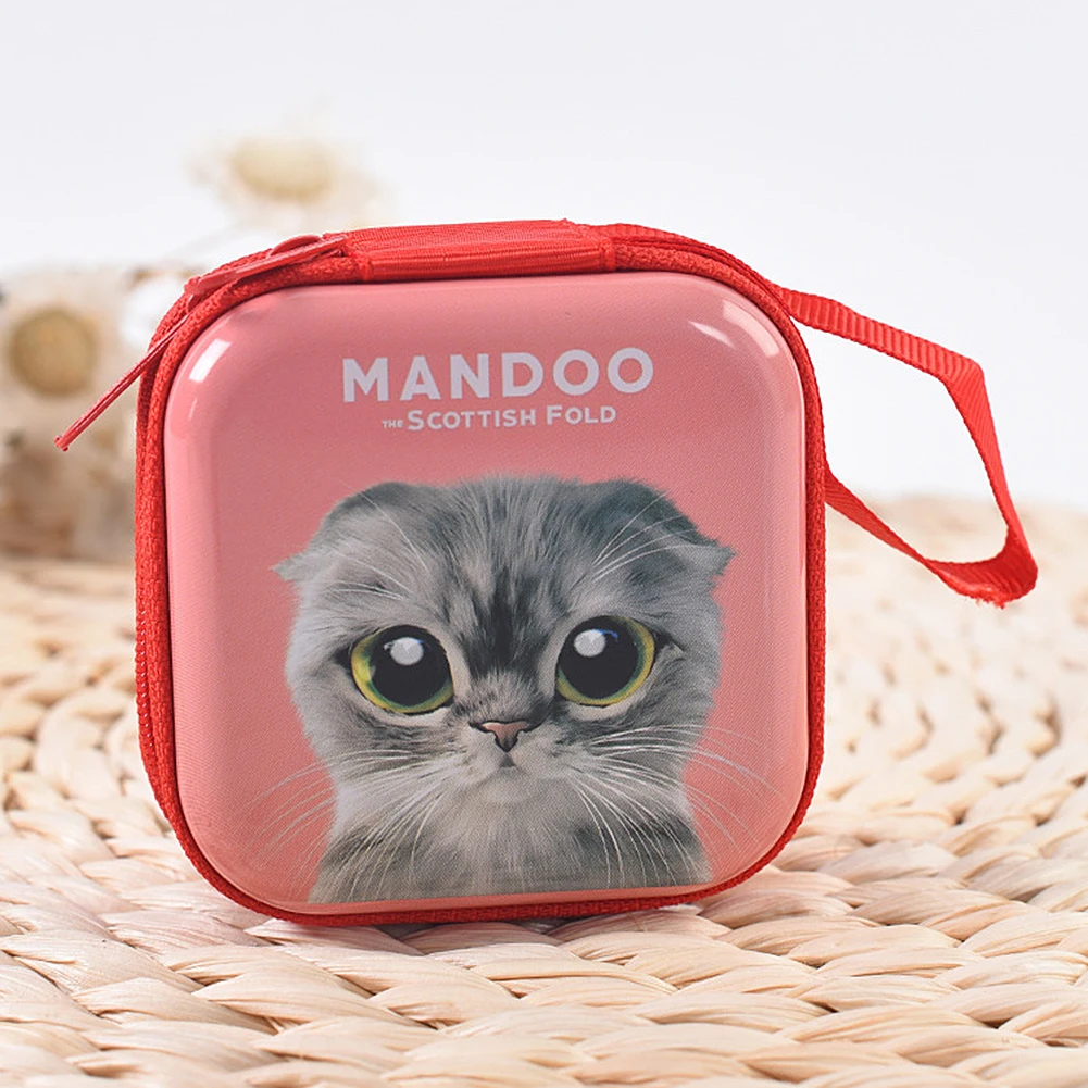 

Cute Dog Cat Squared Zipper Coin Purse Portable Wear-Resistant Coin Purse For Women Girls