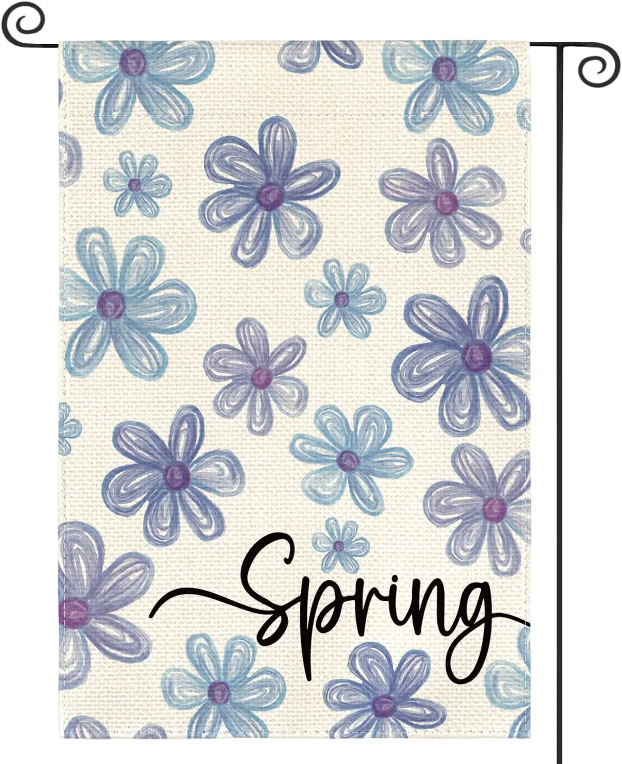 Фото Флаг AVOIN colorlife Spring Floral Garden, 12x18 дюймов, двусторонний, для улицы, с сезонными сине-фиолетовыми цветами, в деревенском стиле, для двора, SSL №1
