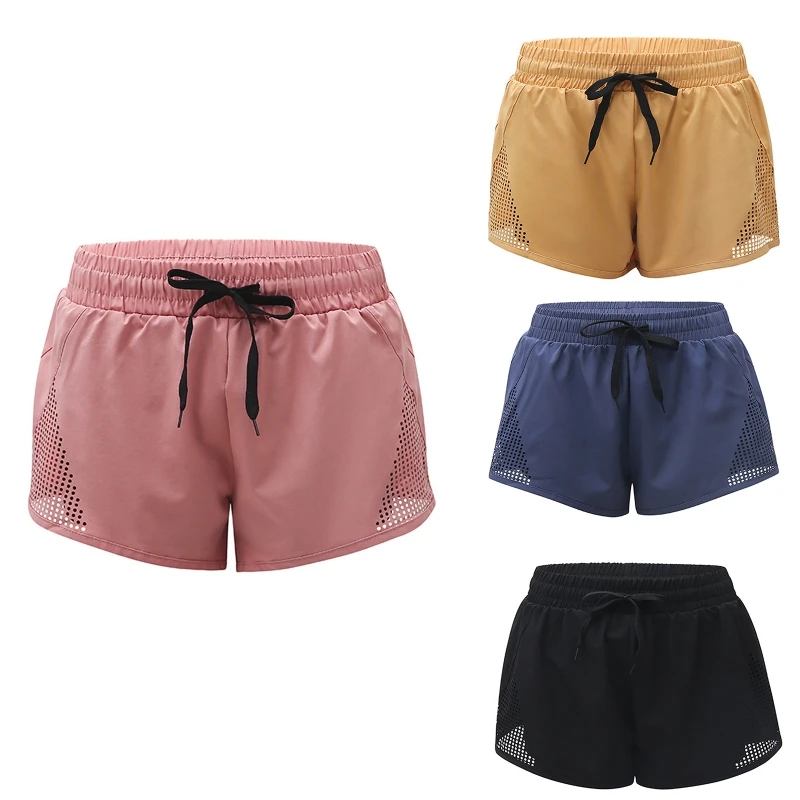 

Women Shorts High Waist Stretch Athletic Workout Shorts Fitness Volleyball Short Pants 2 in 1 Double Layer Sports Shorts