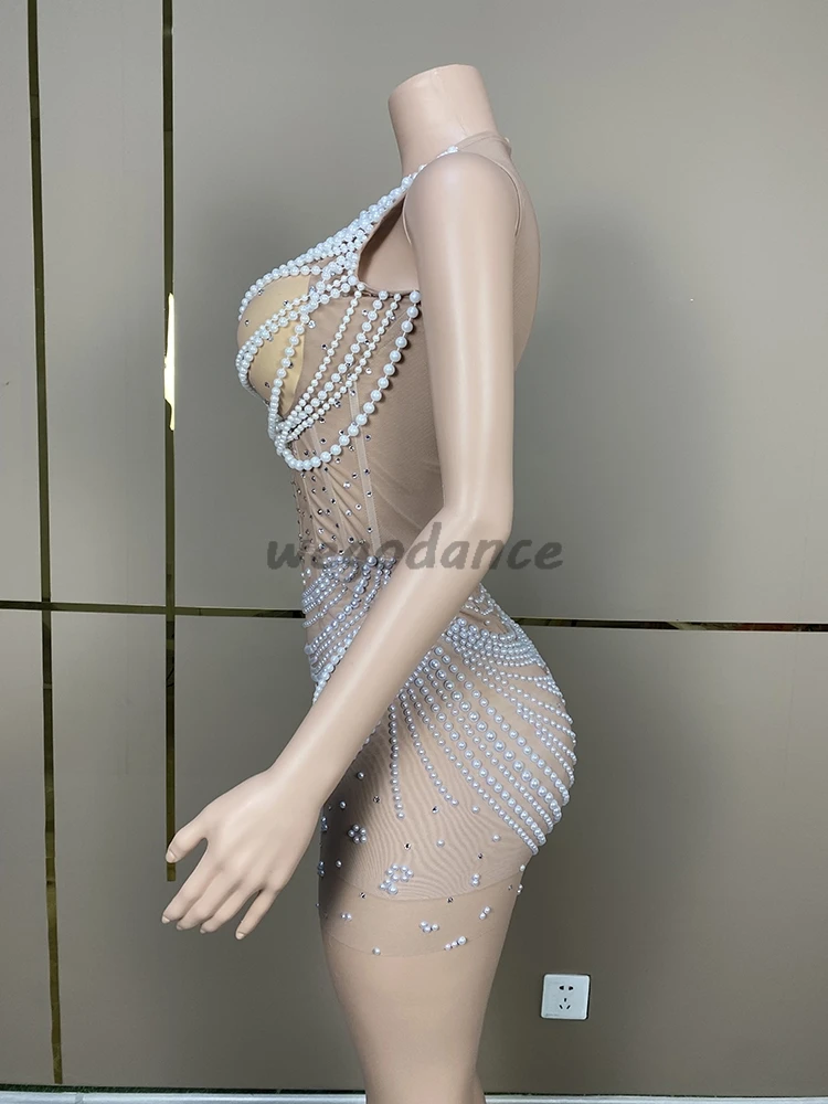Новое сексуальное мини-платье с жемчугом для вечерней вечеринки женщин