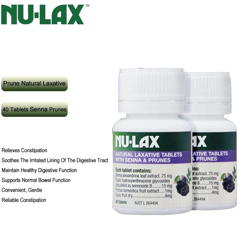 

2PCS NuLax Natural Laxative 40 Tablets with Senna Prune for Constipation Treatment Overnight Relief Stimulating Bowel Evacuation
