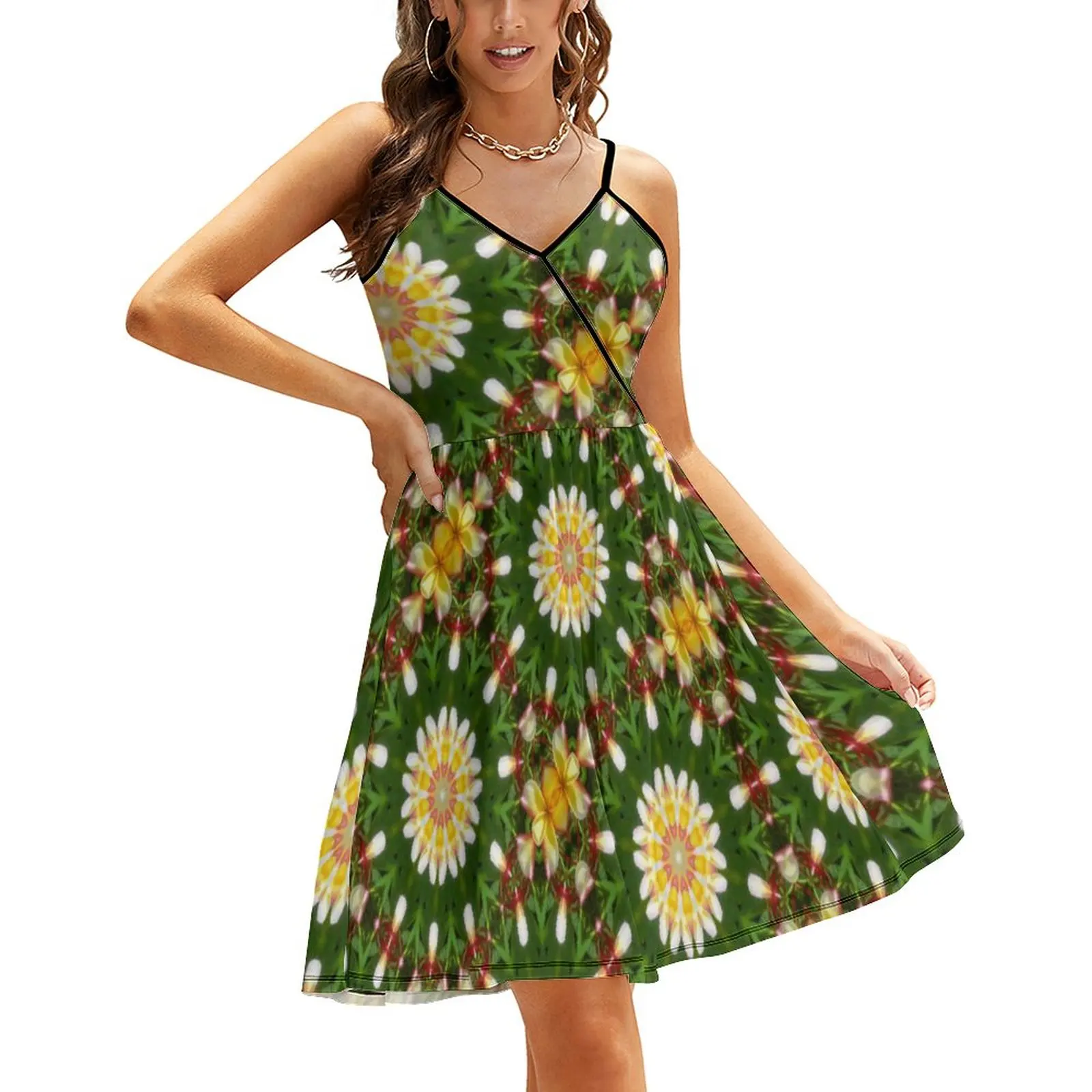 

Женское платье на тонких бретельках, Повседневное платье в стиле ретро с абстрактной мандалой и цветочным принтом, Клубные платья большого размера