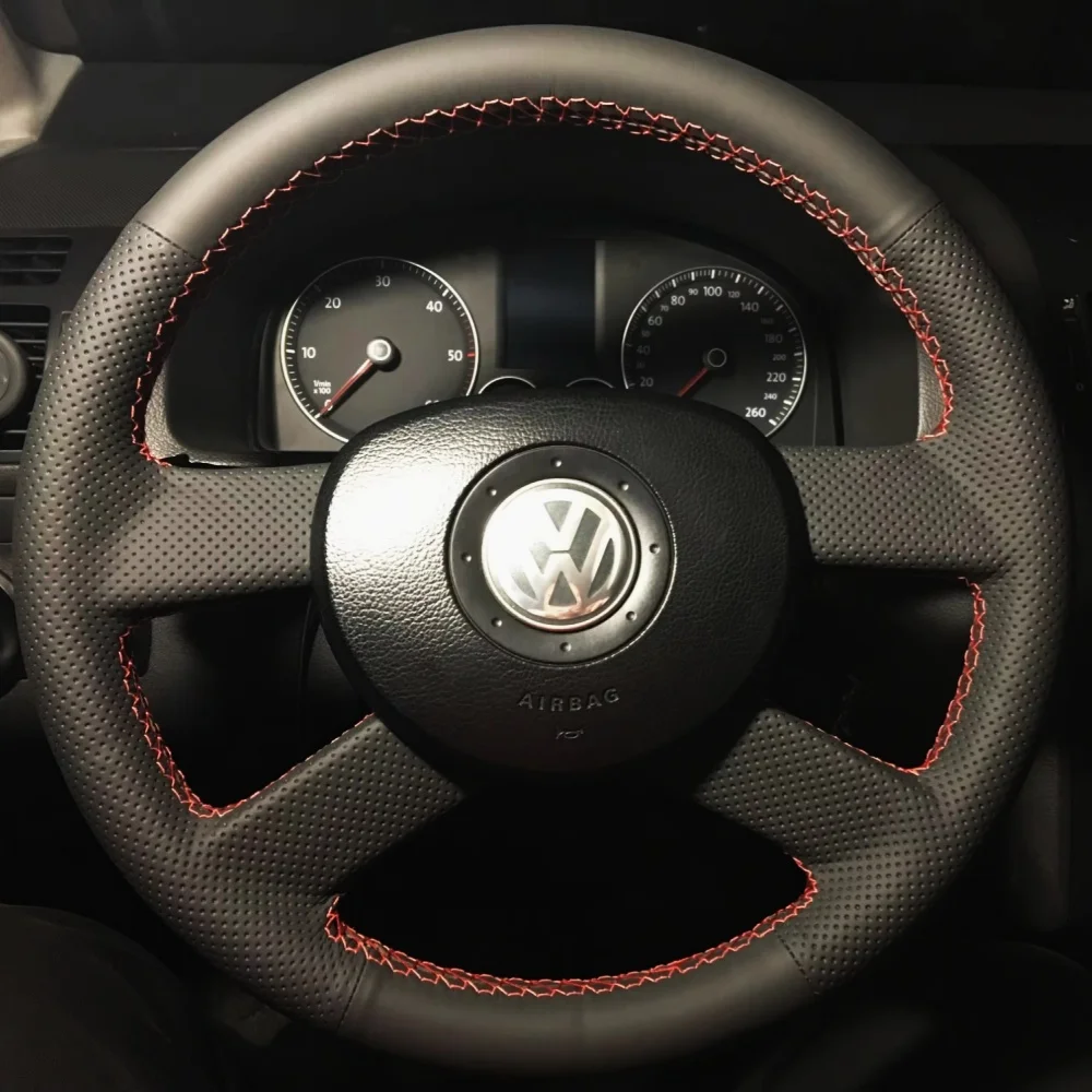

Ручное шитье из микрофибры, нескользящий чехол на руль автомобиля, аксессуары для Volkswagen VW Polo 2003-2006