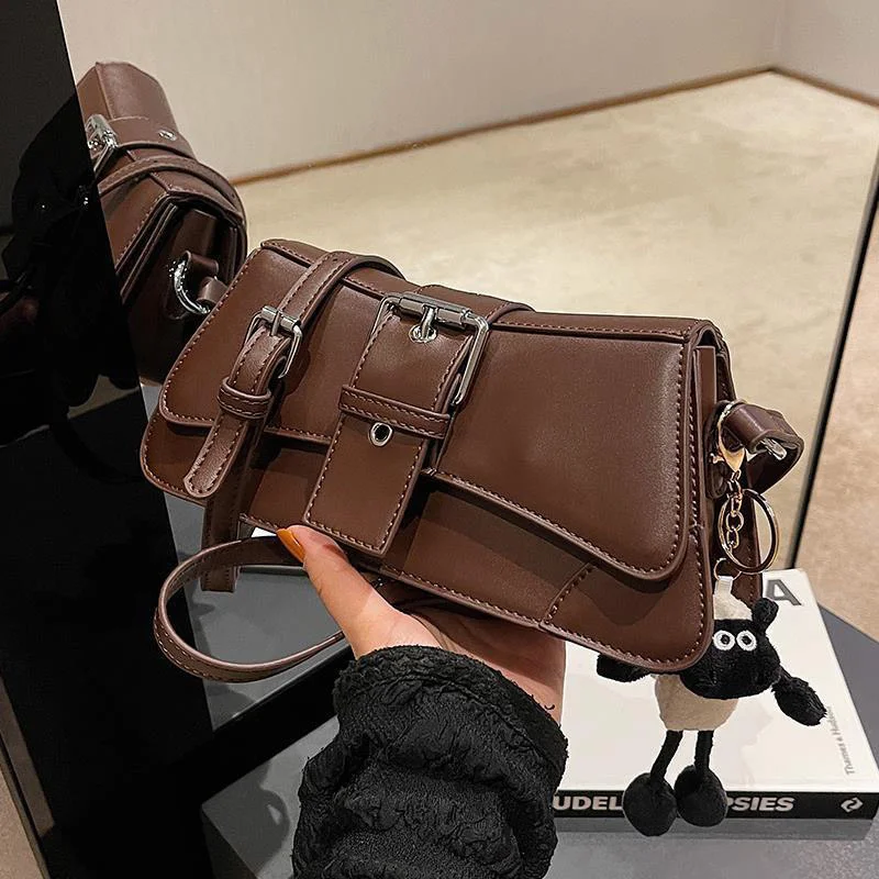 

Retro Female Armpit Bag Women's Small Shoulder Bag Solid Color Leather Ladies Crossbody Bags Fashion Totes Purse and Handbags