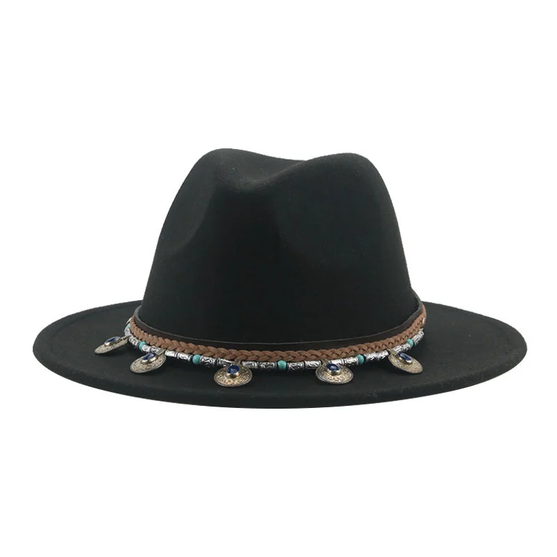 

Fedoras Hat Men Women Belt Band Solid Felted Jazz Caps Western Cowboy Casual Felted Hats Men Women Winter Hat Sombreros De Mujer