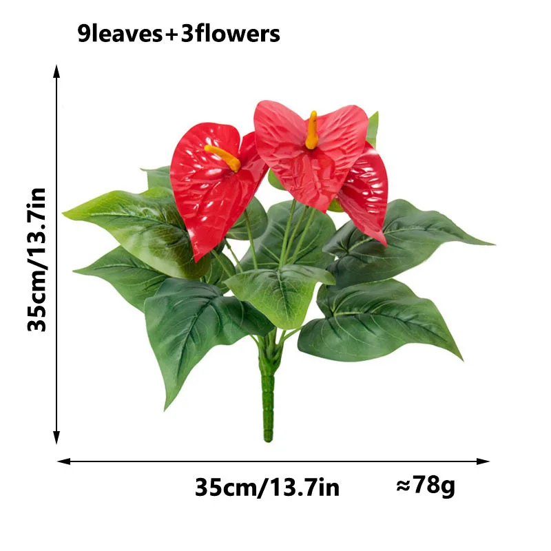 

Artificial Flower Anthurium Handmade Flower Wedding Arrangement Indoor Desktop Decoration Green Plants Potted Plants
