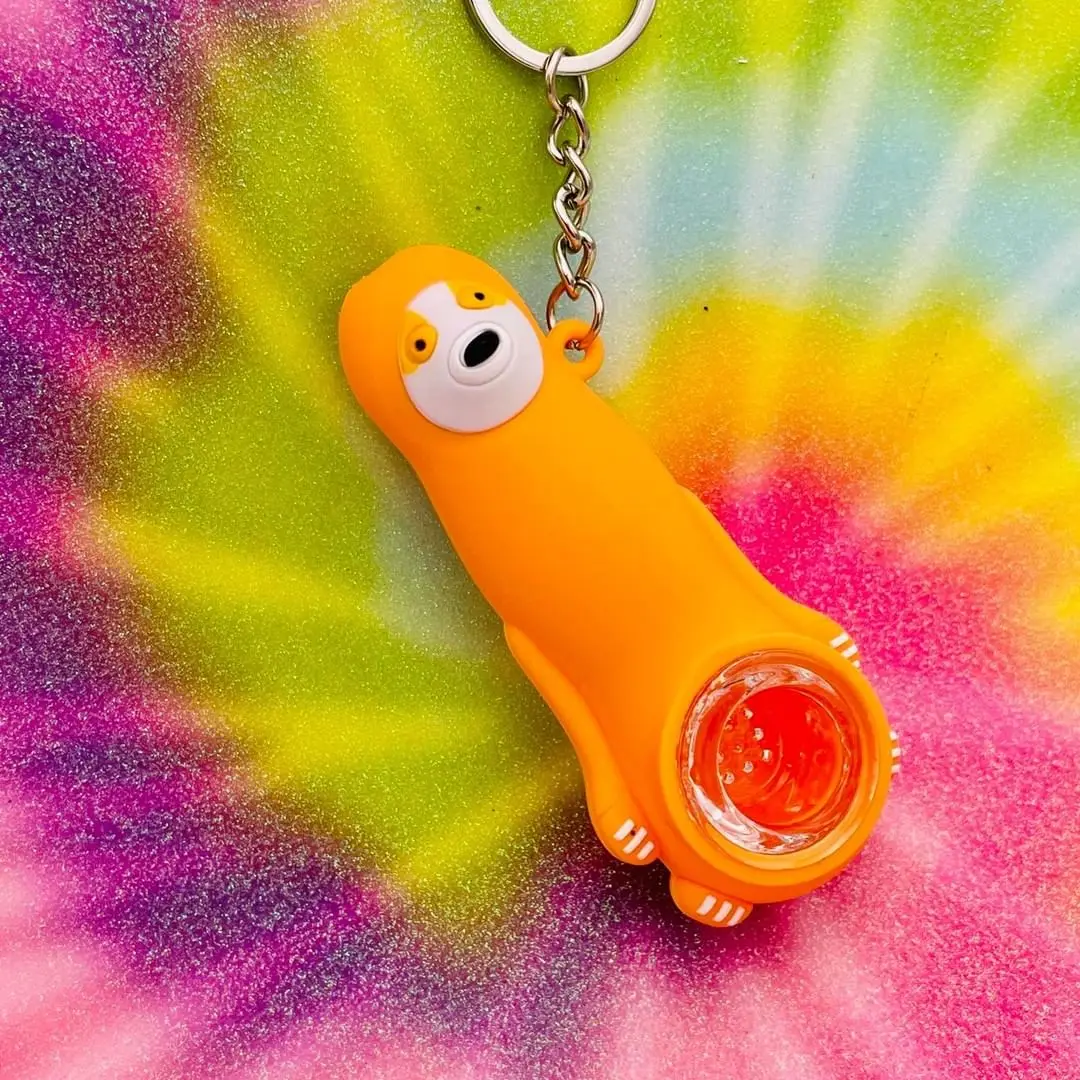 

Silicone Keychain Pipe Novelty Tobacco Smoking Pipe 4 Inch Little Sloth