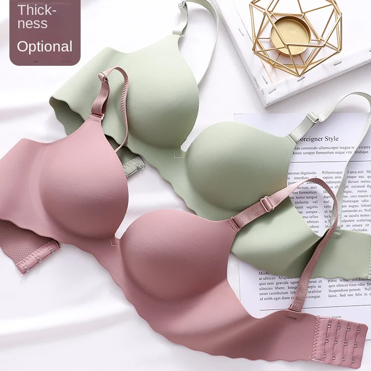 

Цельное женское нижнее белье Macaron, бесшовный Бралетт, глянцевое нижнее белье без стальных колец, Привлекательный бюстгальтер с поддержкой верха