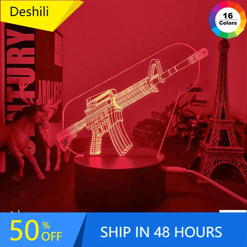 

Game Weapon M4 Night Light Led Touch Sensor Color Changing Nightlight for Study Bed Room Deco Kids Boys Child Birthday Gift Lamp