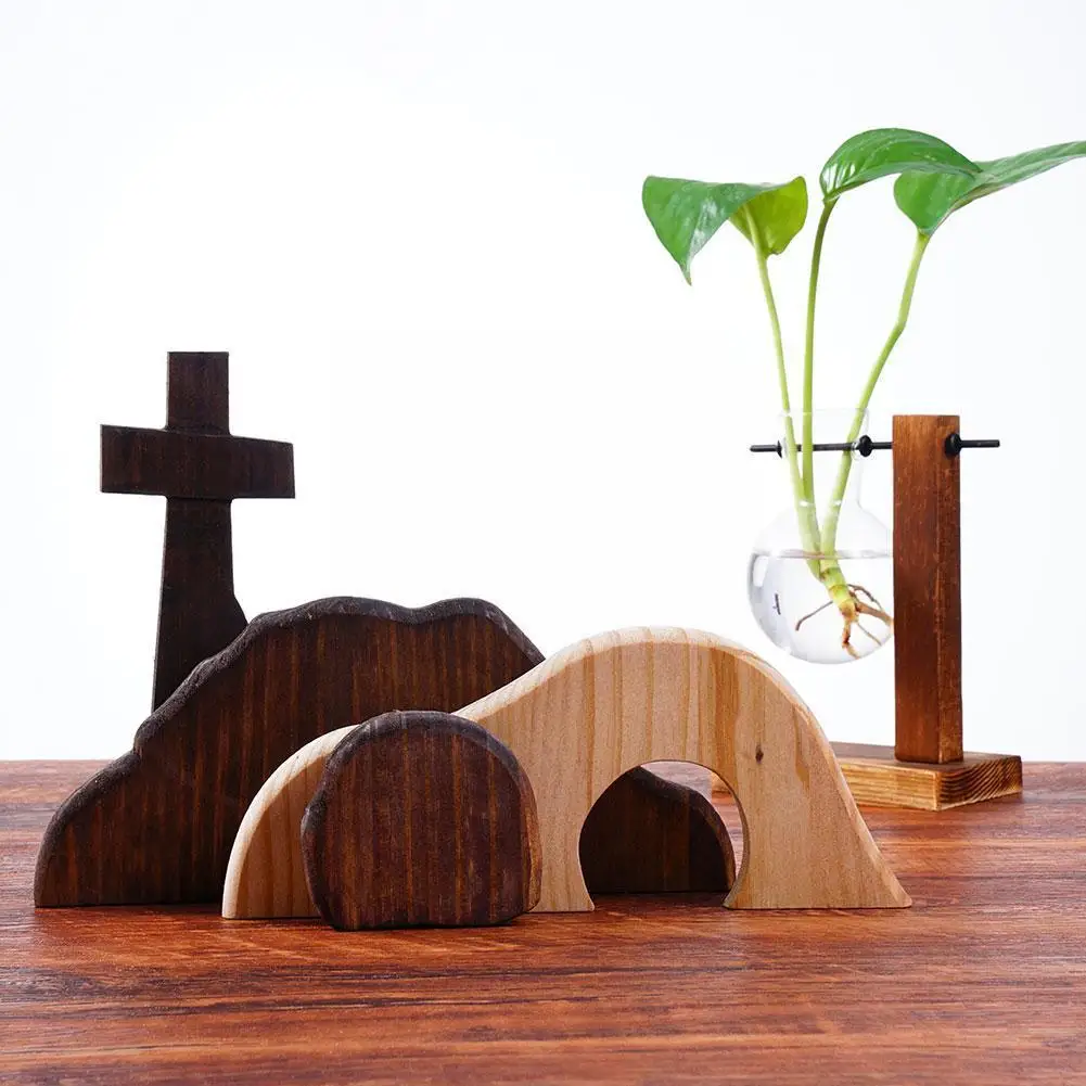 

The Empty Tomb Easter Scene And Decoration Wooden Scene Decoration Tiered Sign Tray Resurrection Wooden E D7i5