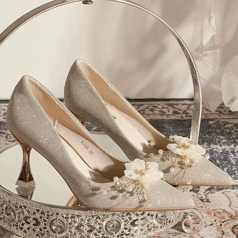 Роскошные женские туфли на высоком каблуке с кристаллами пикантные вечерние