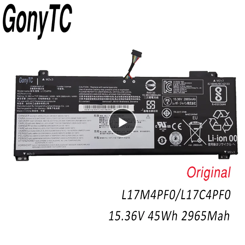 

Оригинальный аккумулятор GONYTC L17M4PF0 L17C4PF0 15,36 в 45 Вт/ч для ноутбука Lenovo Ideapad S530