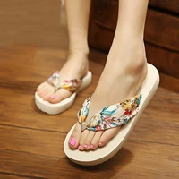ladies wear korean summer wedge heels thick bottom flip flops outdoor womens non slip sandals and slippers tow beach slippers