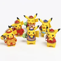 pokemon pikachu kawaii cartoon chinese style new year clothing pvc keychain schoolbag decoration pendant mobile phone chain
