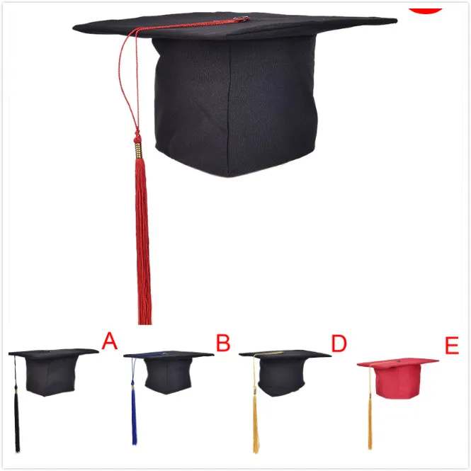 

5Styles Black Mortar Board School Graduation Party Tassels Cap Mortarboard University Bachelors Master Doctor Academic Hat