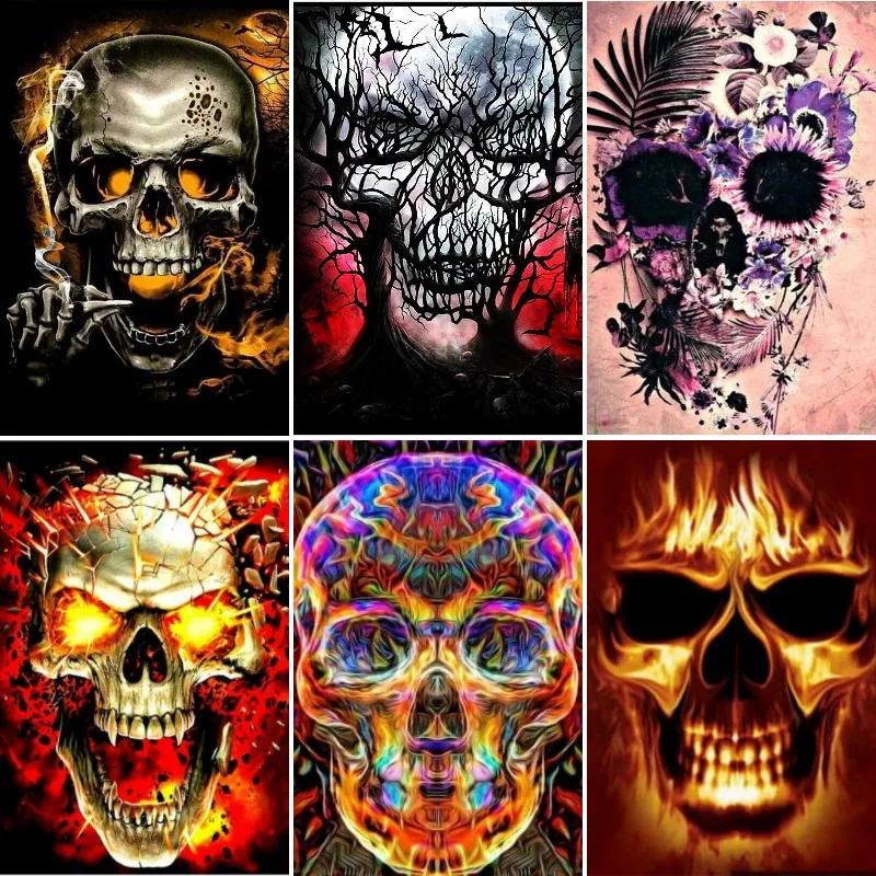 

Алмазная 5D картина «сделай сам» на Хэллоуин, череп, готический скелет, Алмазная мозаика, домашний декор, картина для вышивки крестиком, наст...
