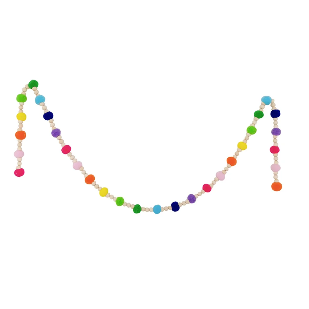 

Деревенский декор, бусины с помпоном, деревянное украшение, подвесное украшение, декоративный кулон для детской комнаты