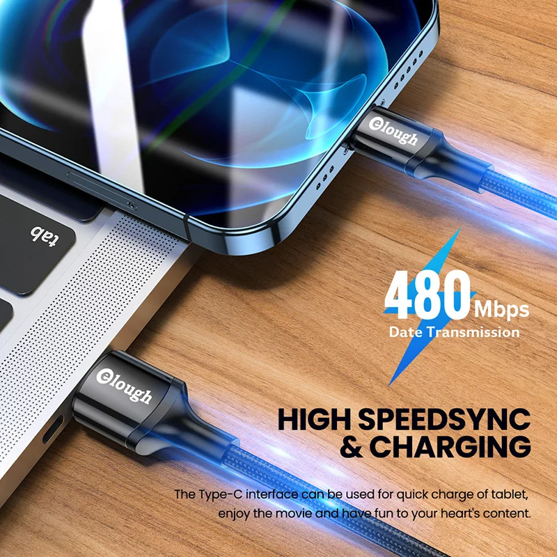 Кабель зарядный Elough USB Type-C QC3.0 для смартфонов быстрая зарядка Redmi 9A 9C Poco F3 X3 Realme Samsung