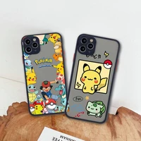 bandai pokemon pikachu phone case for iphone 13 12 11 pro max mini xs 8 7 plus x se 2020 xr matte transparent cover