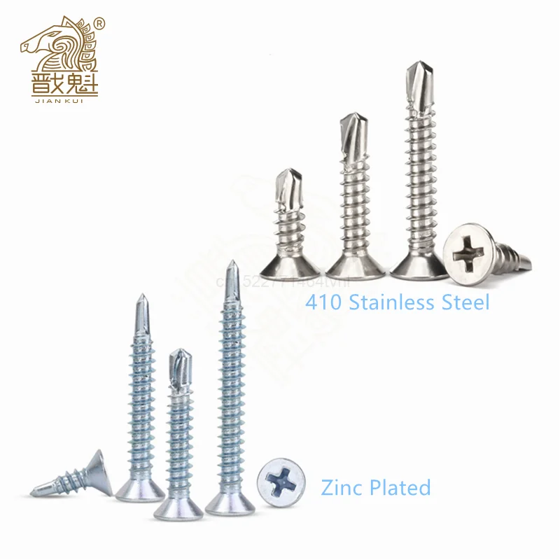 30 шт плоской головки Филлипс самосверлящий винт 410 stainelss сталь оцинкованная M4.2 M4.8