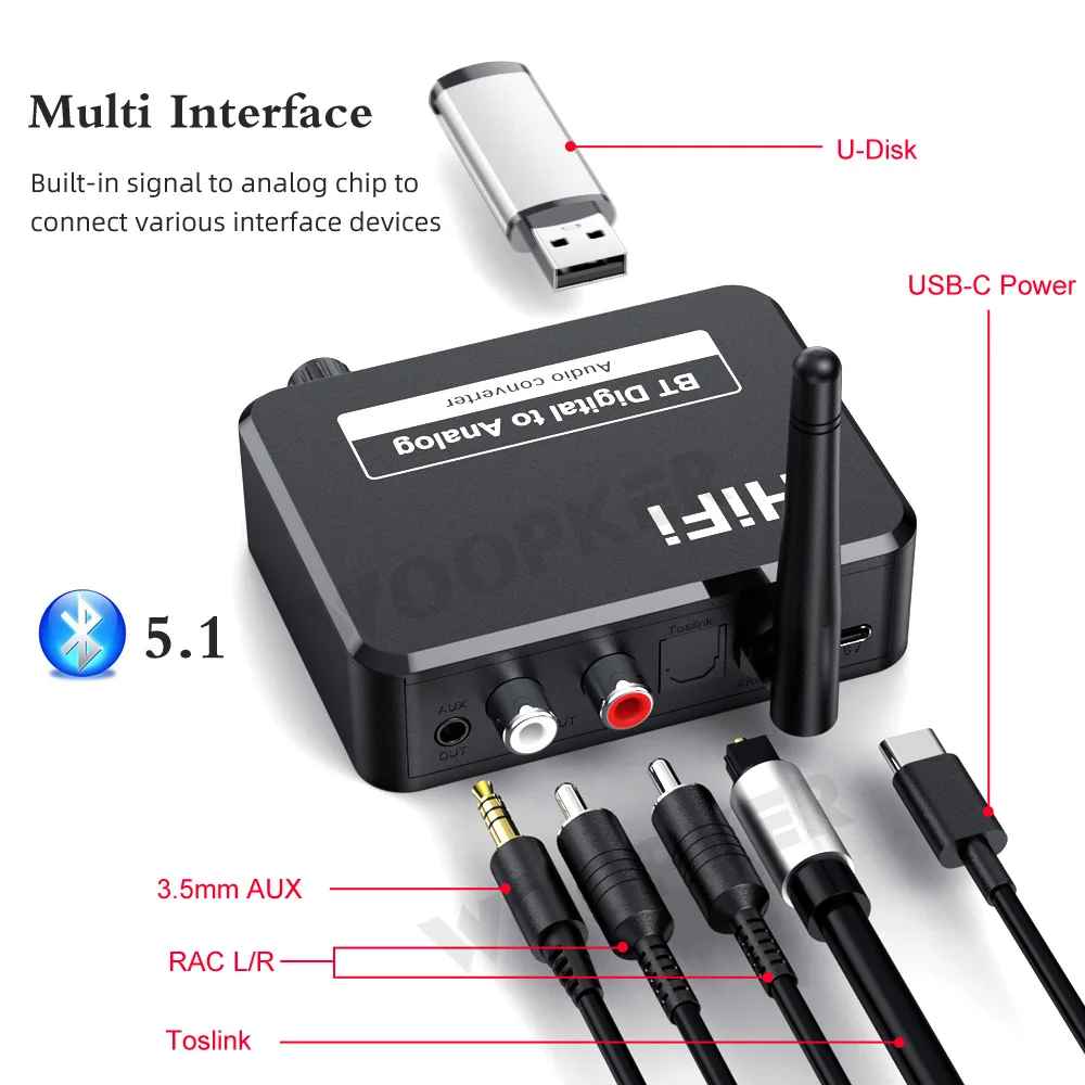 Цифро-аналоговый цифро-аналоговый преобразователь звука Woopker оптический