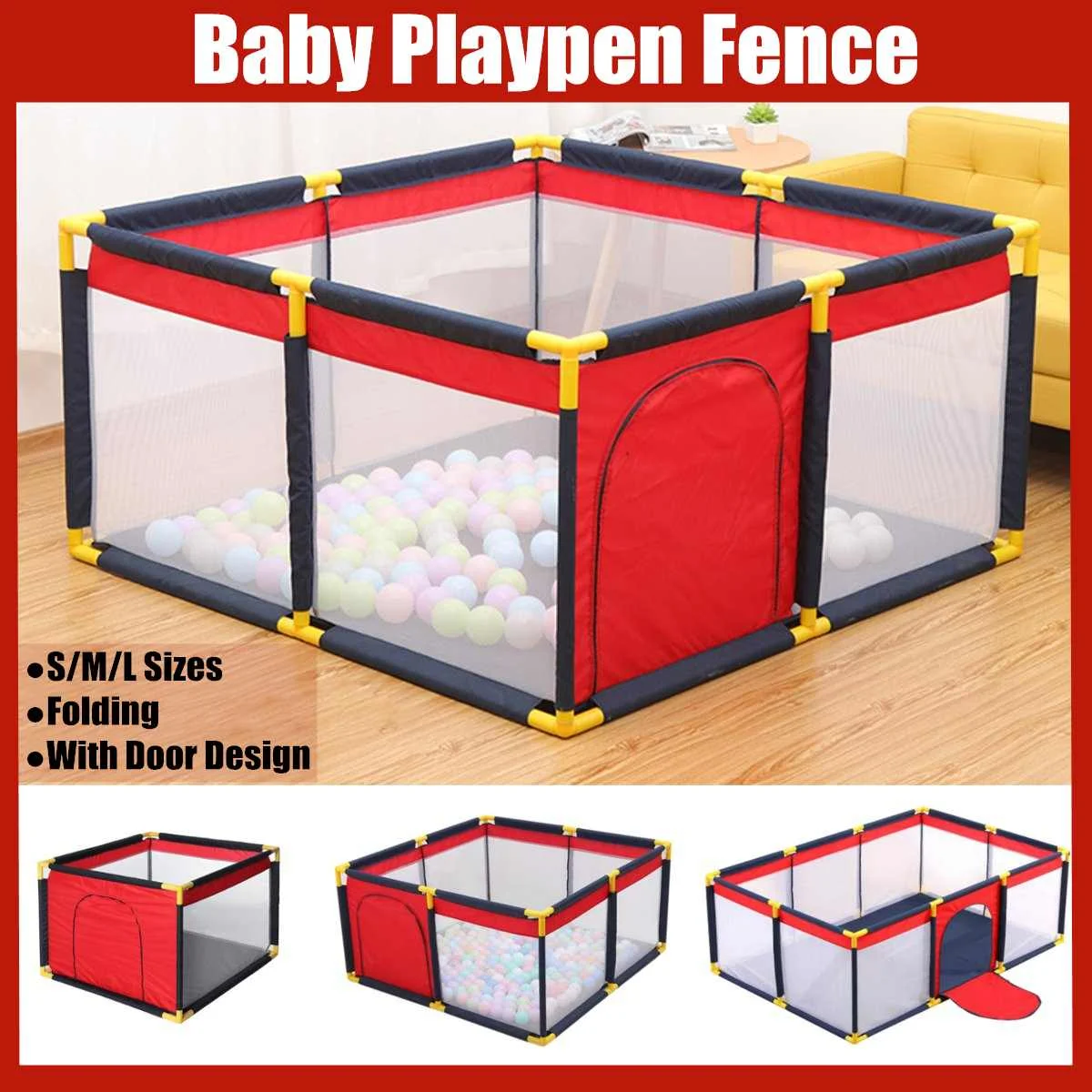 

1PCS Children's Bed Barrier Fence Safety Guardrail Security Adjustable Baby Home Playpen Game Tent Railing For 0-6 Years