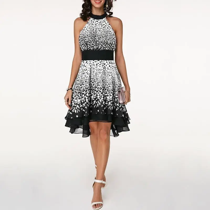 

Boho Summer Beach Dress Sexy Women O-neck Elegant Floral Print Party Dress Vestidos