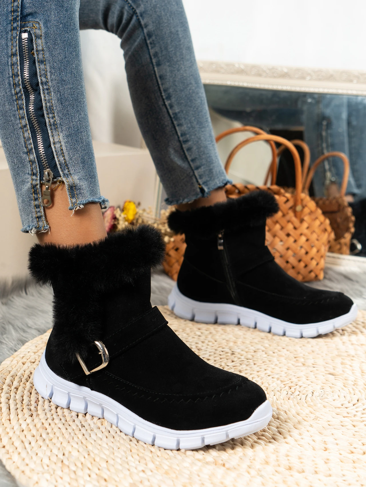 Snow Boots for Women Casual Shoes Velvet Padded Cotton Boots Winter Flat Boots Non-slip Comfortable Footwear Warm 2023 New