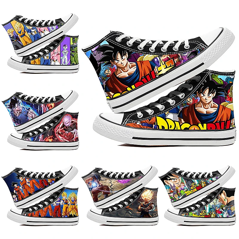 Dragon Ball Z Super Saiyan Son Goku Fashion Canvas Shoes High Upper Anime Vulcanized Shoes Breathable Casual Sneakers