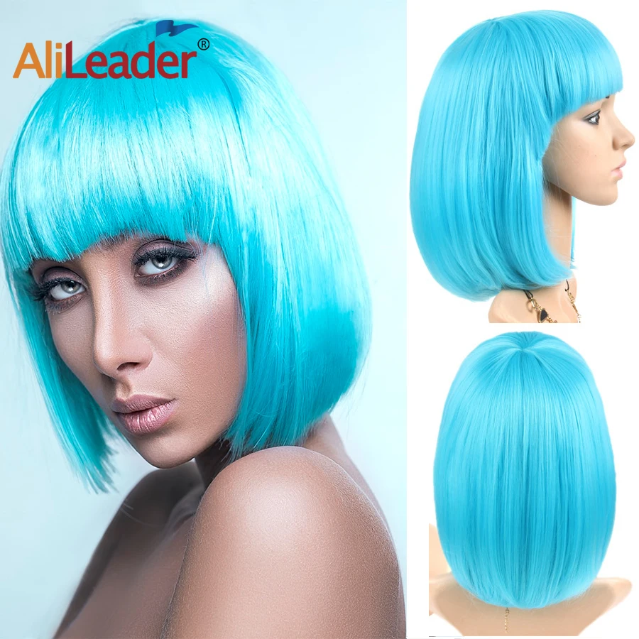 

Good Quality Synthetic Wig 12Inch Short Bob Wigs With Bangs Shoulder-Length Cosplay Wigs For Women Heat Resistant Wig Pink Black