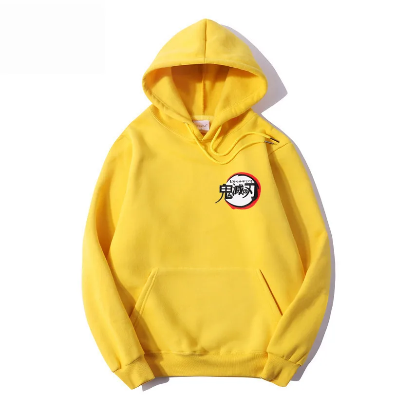 Anime Demon Slayer Graphic Embroidery Mens Hoodies 320g Heavy Fabric Cotton Casual Harajuku Men Hoodie Oversized Clothes Male