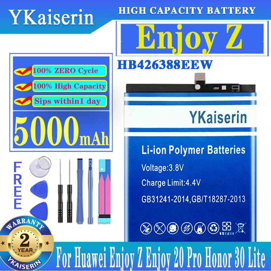 

Аккумуляторная батарея ykaisсеребрин HB426388EEW 5000 мАч для Huawei Enjoy Z Enjoy 20 Pro 20Pro Honor 30 Lite 30 Lite, Новая батарея
