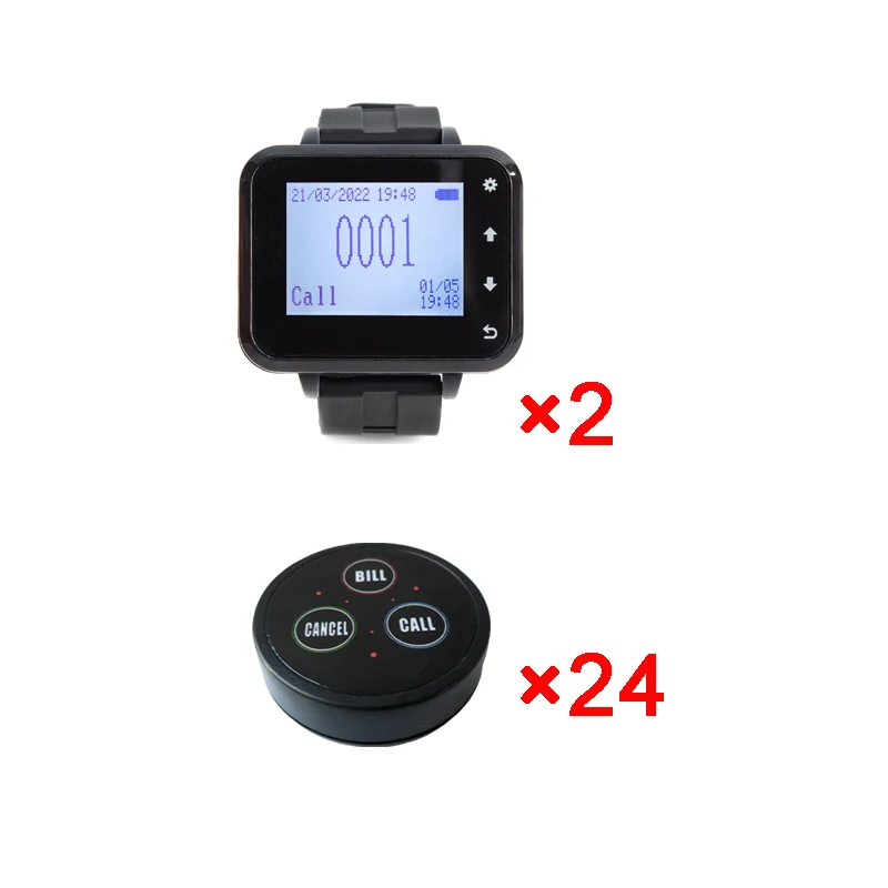 Wireless Watch Wrist Pagers System K-300plus For Hospital Restaurant Calling Waiter Service Wireless Calling Launch Button