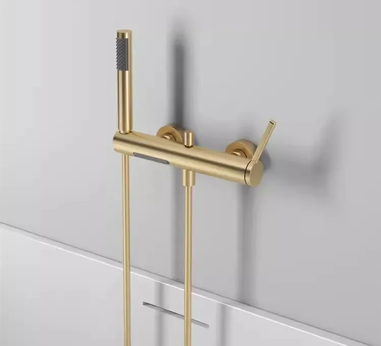 

Матовый золотой смеситель для душа в ванной комнате, настенный набор латунных смесителей для ванны в стиле водопада