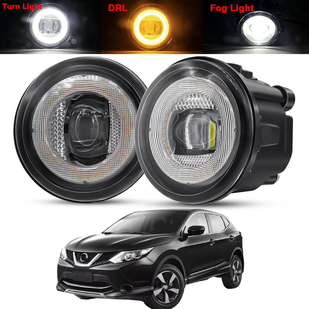 2 X 30W Car Front Fog Light For Nissan Qashqai 2/II 2013 2014 2015 2016 LED Angel Eye DRL Turn Daytime Running Lamp Assembly