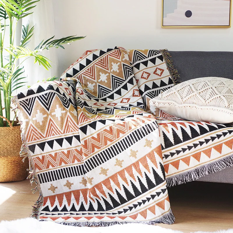 

Клетчатое одеяло, вязаное в скандинавском стиле покрывало для дивана, покрывало для дивана, Полосатое покрывало для комнаты, прикроватное одеяло для украшения дома, покрывало