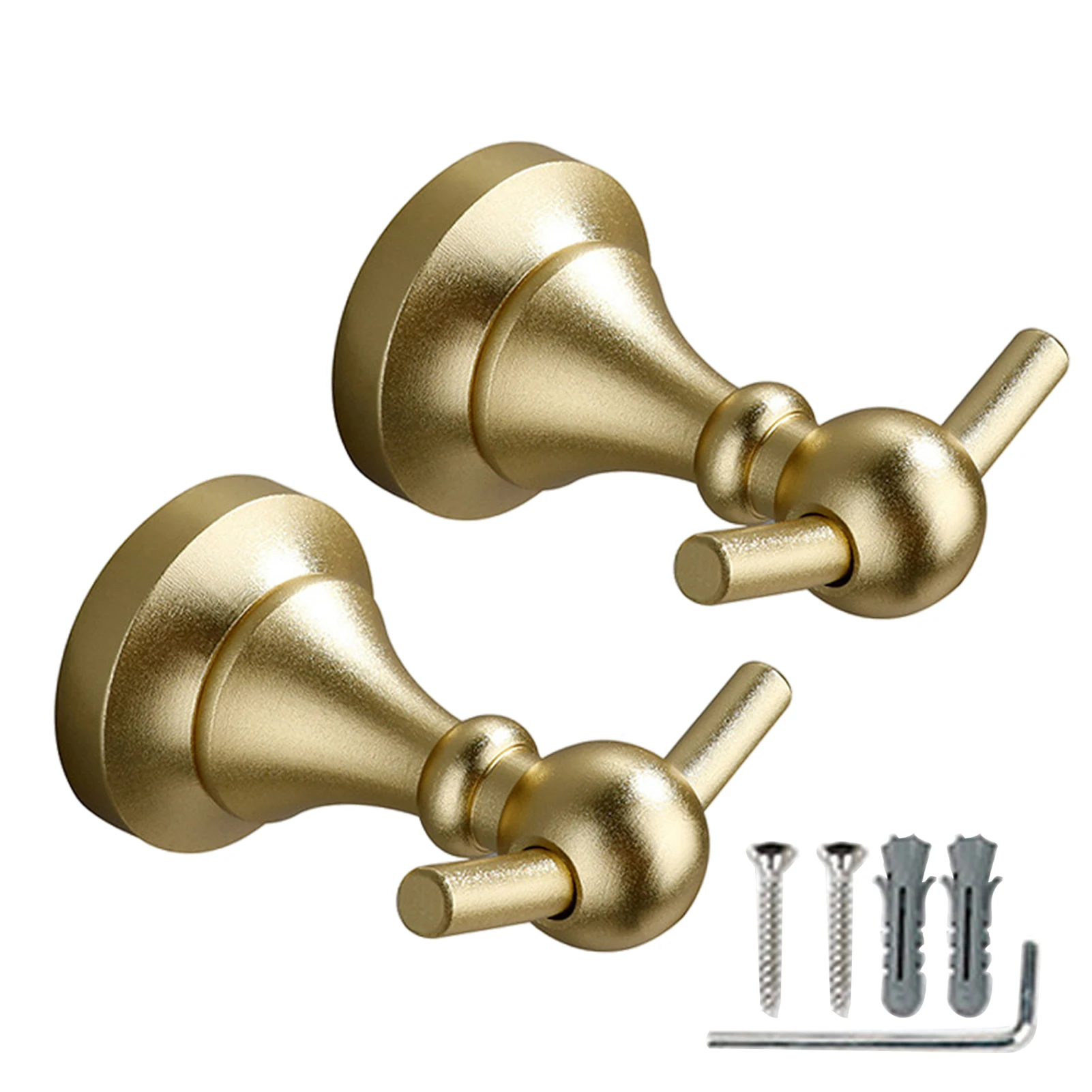 

2pcs Daily Shower Towel Hook Clothes Hanging Wall Mounted Heavy Duty For Bathroom Space Aluminum With Screw Double Hanger