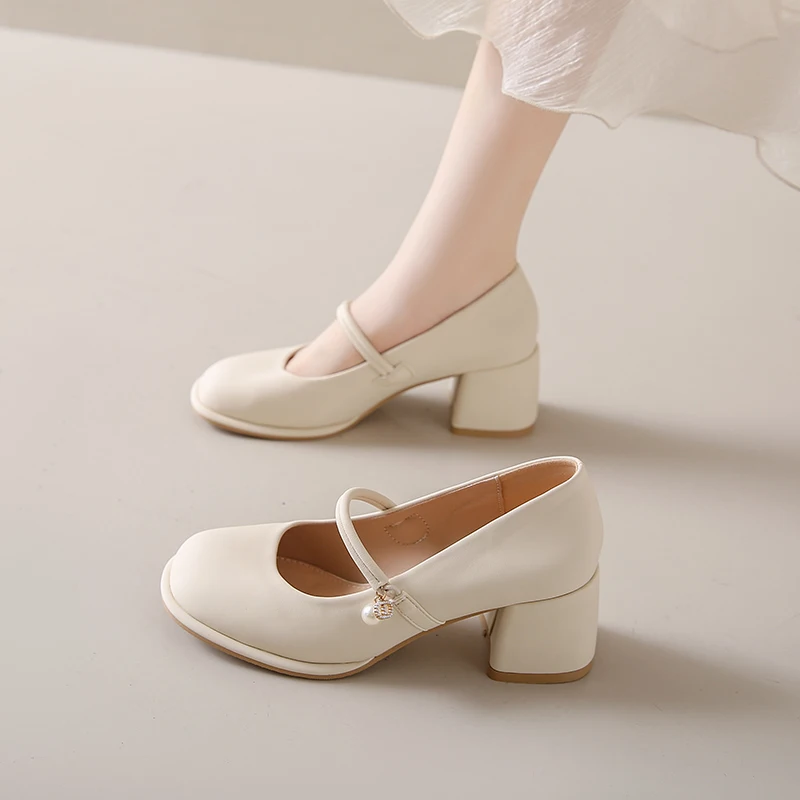 Туфли-лодочки женские на высоком каблуке с круглым носком