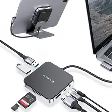USB C Hub Docking Station Stand Adapter with4K HDMI 100W PD SD/TF Card Reader USB3.0 3.5mmHeadphone Jack iPad Pro Samsung Galaxy