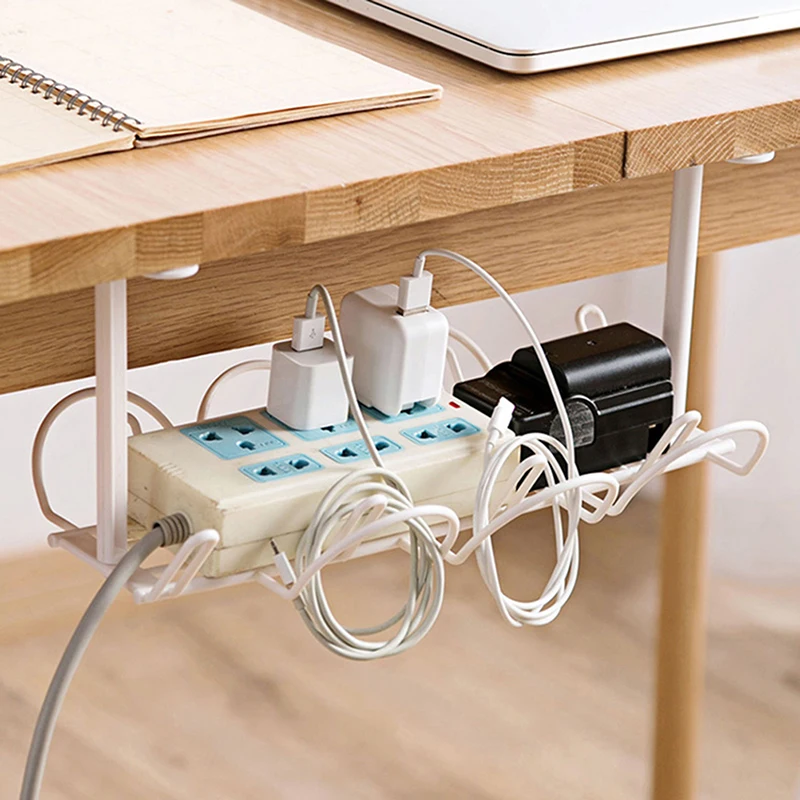 

Desk Cable Management Tray Under Table Socket Hang Holder Power Strip Storage Rack For Offices Living Room Wire Cord Organizer