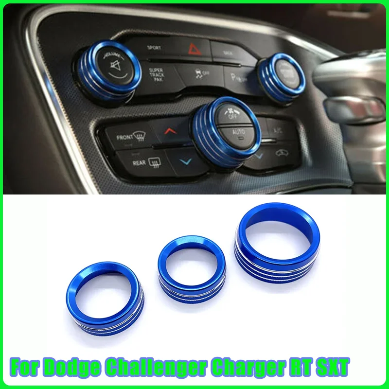 Фото 3 шт. для Dodge Challenger Charger RT SXT Scat Pack Hellcat 2015-2020, автомобильная ручка управления кондиционером, громкость, радиопереключатель, декоративная крышка №1