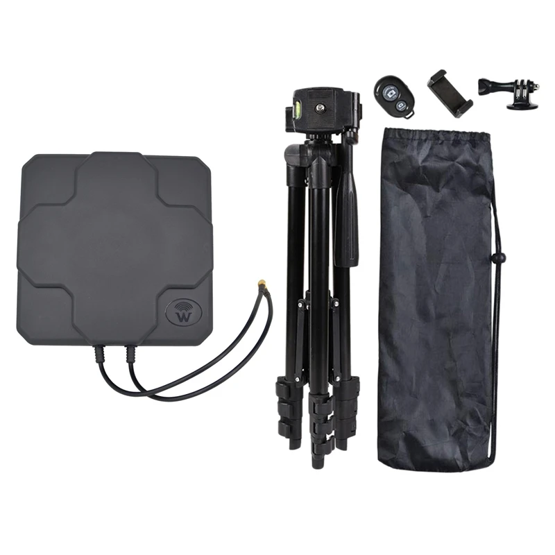 

1 Pcs 2X22dbi Outdoor 4G LTE MIMO Antenna & 1 Set Tripod,Portable 40Inch Tripod Photography With Phone Holder Black