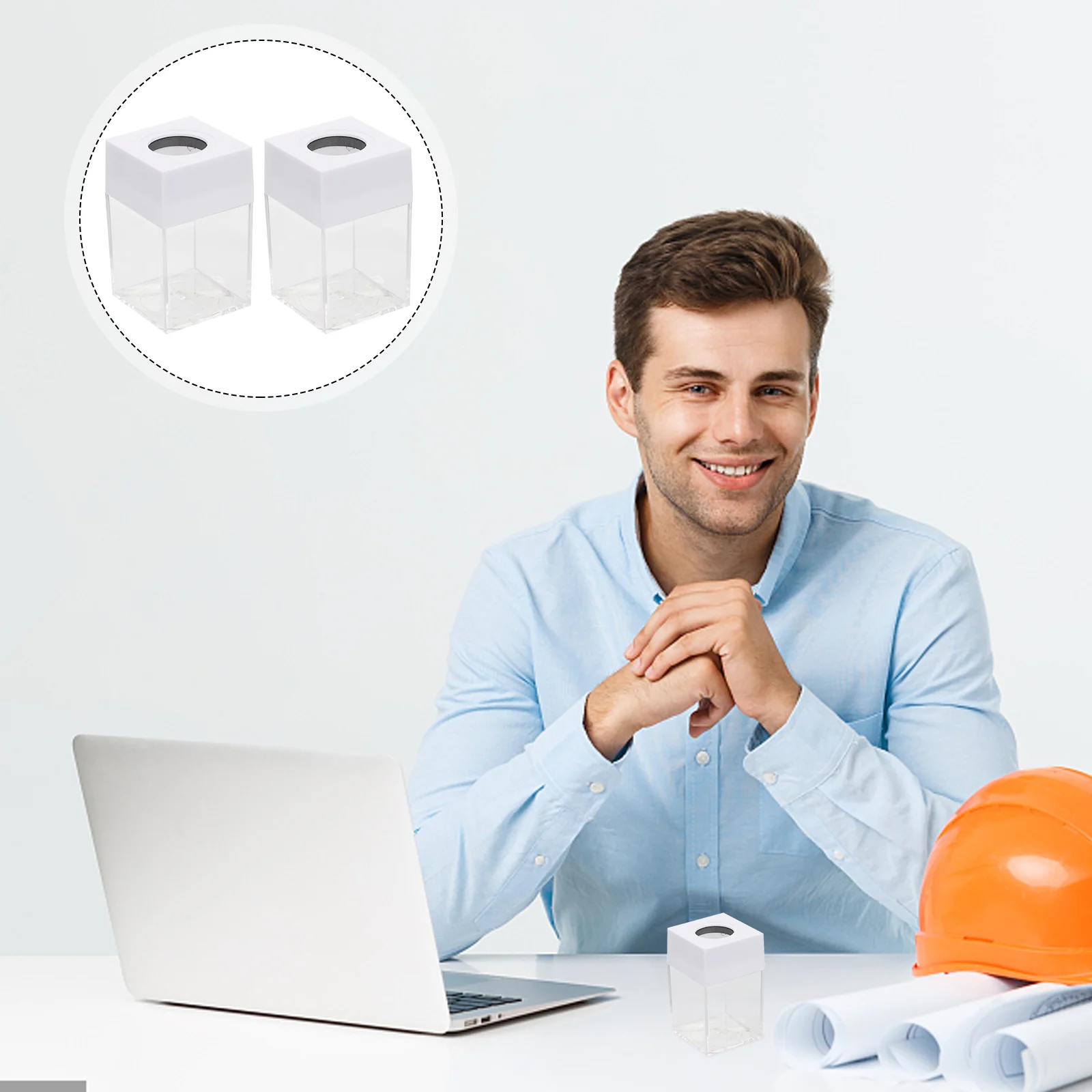 

2 Pcs Paper Clip Storage Bucket Multi-functional Organizers Square Stand Binder Holders Plastic Office Magnets
